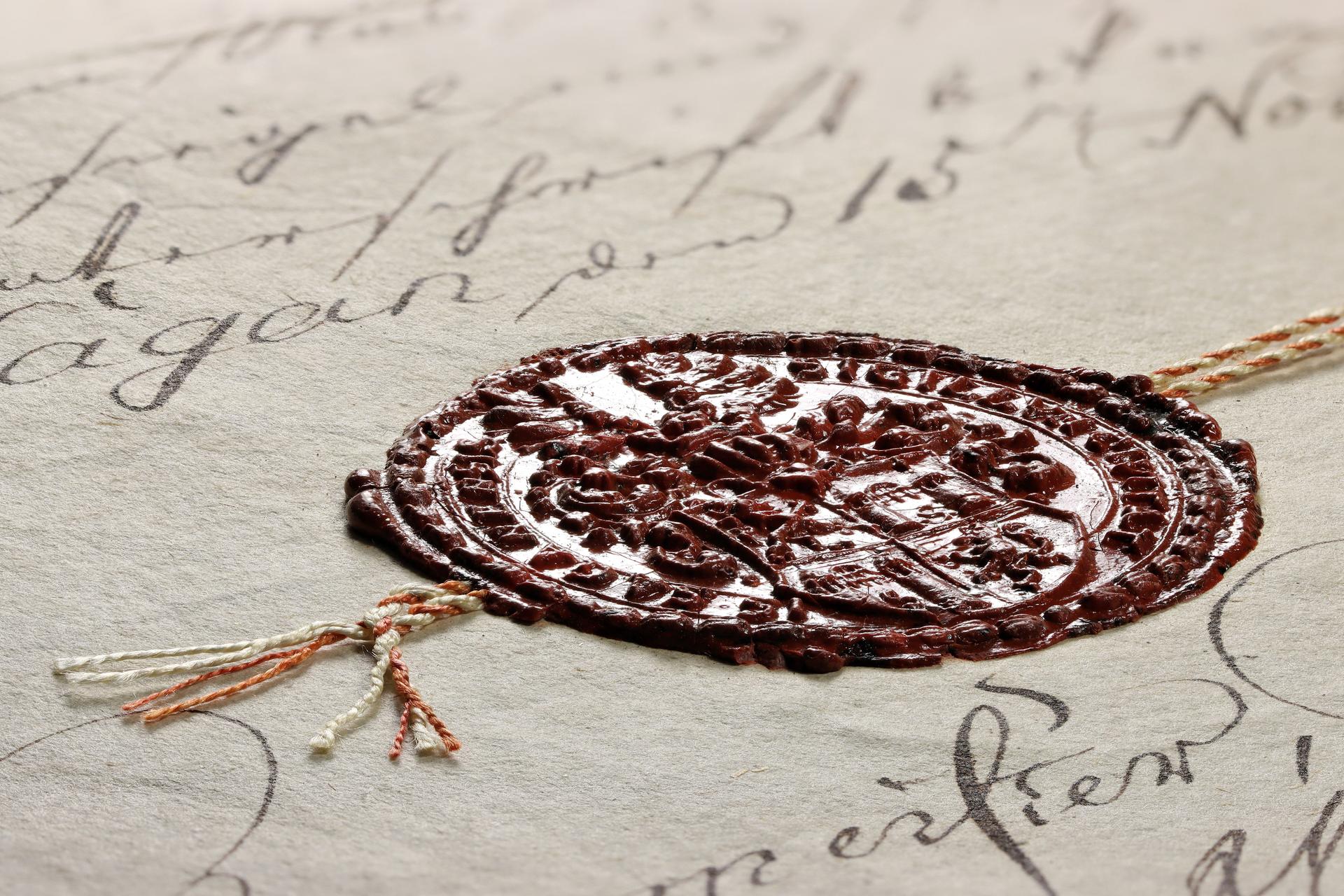 wax seal on document from the 18th century